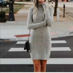 Heather gray turtleneck sweater dress olivaceous